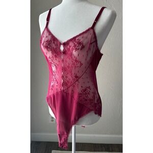 VTG Vanity Fair Bodysuit Teddy Lingerie Silky Chantille‎ Lace Nylon Size 36